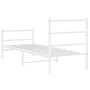 Metal bed frame with headboard and white footboard 75x190 cm by , Beds and slatted bases - Ref: Foro24-355422, Price: 58,60 €...