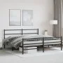 Bettgestell mit Kopfteil und Fußteil aus schwarzem Metall, 180 x 200 cm von , Betten und Lattenroste - Ref: Foro24-355387, Pr...