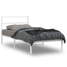Bettgestell aus Metall mit weißem Kopfteil 100x190 cm von , Betten und Lattenroste - Ref: Foro24-355408, Preis: 59,87 €, Raba...