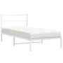 Metal bed frame with white headboard 100x190 cm by , Beds and slatted bases - Ref: Foro24-355408, Price: 59,07 €, Discount: %