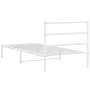 Metal bed frame with white headboard 100x190 cm by , Beds and slatted bases - Ref: Foro24-355408, Price: 59,07 €, Discount: %