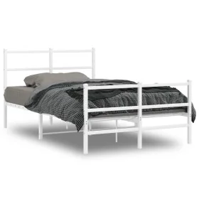 Metal bed frame with headboard and white footboard 120x190 cm by , Beds and slatted bases - Ref: Foro24-355429, Price: 83,32 ...