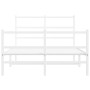 Bettgestell aus Metall mit Kopfteil und weißem Fußteil 120x190 cm von , Betten und Lattenroste - Ref: Foro24-355429, Preis: 8...
