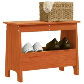 Banco de recibidor madera maciza pino marrón cera 60x28x45 cm by , Benches for halls and storage - Ref: Foro24-837387, Price:...
