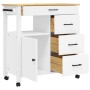 Carrito de cocina MONZA madera maciza de pino 84x40x90 cm de , Carros de cocina y comedor - Ref: Foro24-376111, Precio: 283,7...
