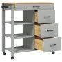 Carrito de cocina MONZA madera maciza de pino 84x40x90 cm by , Kitchen and dining carts - Ref: Foro24-376113, Price: 217,10 €...