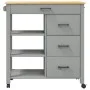 Carrito de cocina MONZA madera maciza de pino 84x40x90 cm by , Kitchen and dining carts - Ref: Foro24-376113, Price: 217,10 €...