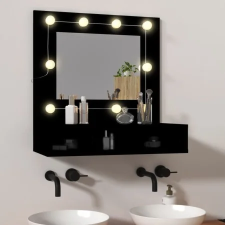 Möbel mit Spiegel und LED in Schwarz 60x31,5x62 cm von , Badezimmerwaschtische - Ref: Foro24-833520, Preis: 42,93 €, Rabatt: %