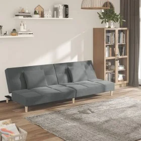 Sofá cama de 2 plazas con dos almohadas tela gris oscuro by , Sofas - Ref: Foro24-375793, Price: 250,31 €, Discount: %