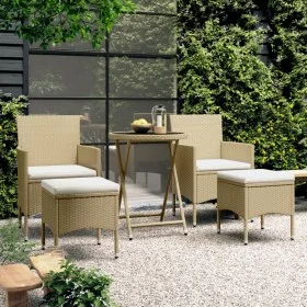 Garten-Essgruppe, 5-teilig, synthetisches Rattan, beige, gehärtetes Glas von , Gartensets - Ref: Foro24-3058390, Preis: 252,3...