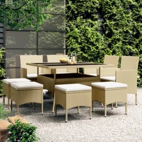 Garden dining set 9 pieces beige synthetic rattan by , Garden sets - Ref: Foro24-3058350, Price: 508,26 €, Discount: %