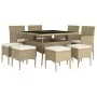 Garden dining set 9 pieces beige synthetic rattan by , Garden sets - Ref: Foro24-3058350, Price: 508,26 €, Discount: %