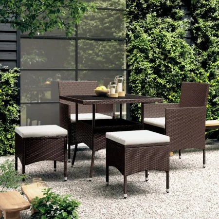 Garden dining set 5 pieces brown synthetic rattan by , Garden sets - Ref: Foro24-3058331, Price: 318,88 €, Discount: %