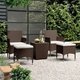 Garden bistro set 5 pieces PE rattan brown tempered glass by , Garden sets - Ref: Foro24-3058371, Price: 236,65 €, Discount: %