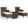 Garden bistro set 5 pieces PE rattan brown tempered glass by , Garden sets - Ref: Foro24-3058371, Price: 236,65 €, Discount: %