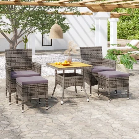 Garten-Essgruppe, 5-teilig, synthetisches Rattan, graues Akazienholz von , Gartensets - Ref: Foro24-3058333, Preis: 256,74 €,...