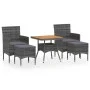 Set de comedor jardín 5 pzas ratán sintético madera acacia gris de , Conjuntos de jardín - Ref: Foro24-3058333, Precio: 256,7...