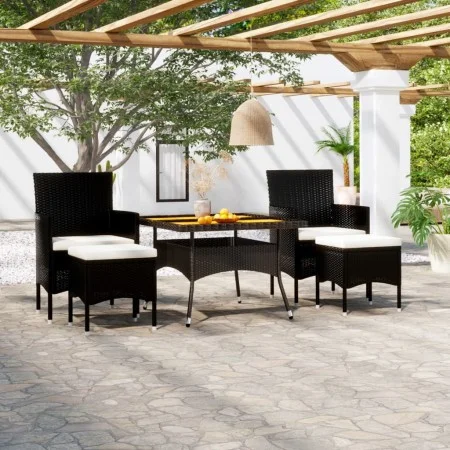 Garden dining set 5 pieces synthetic rattan and black acacia wood by , Garden sets - Ref: Foro24-3058352, Price: 502,60 €, Di...
