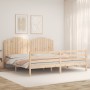 Bed frame with solid wood headboard 200x200 cm by , Beds and slatted bases - Ref: Foro24-3194201, Price: 186,39 €, Discount: %