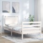 White solid wood bed frame with headboard 100x200 cm by , Beds and slatted bases - Ref: Foro24-3194042, Price: 130,12 €, Disc...
