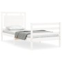 White solid wood bed frame with headboard 100x200 cm by , Beds and slatted bases - Ref: Foro24-3194042, Price: 130,12 €, Disc...
