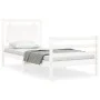 White solid wood bed frame with headboard 100x200 cm by , Beds and slatted bases - Ref: Foro24-3194042, Price: 127,87 €, Disc...