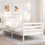 White solid wood bed frame with headboard 100x200 cm by , Beds and slatted bases - Ref: Foro24-3194042, Price: 130,12 €, Disc...