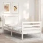 White solid wood bed frame with headboard 100x200 cm by , Beds and slatted bases - Ref: Foro24-3194042, Price: 127,87 €, Disc...