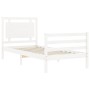 White solid wood bed frame with headboard 100x200 cm by , Beds and slatted bases - Ref: Foro24-3194042, Price: 130,12 €, Disc...