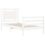 White solid wood bed frame with headboard 100x200 cm by , Beds and slatted bases - Ref: Foro24-3194042, Price: 127,87 €, Disc...