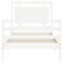 White solid wood bed frame with headboard 100x200 cm by , Beds and slatted bases - Ref: Foro24-3194042, Price: 127,87 €, Disc...