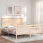 Estructura de cama de matrimonio con cabecero madera maciza de , Camas y somieres - Ref: Foro24-3195226, Precio: 160,59 €, De...