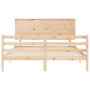 Estructura de cama de matrimonio con cabecero madera maciza de , Camas y somieres - Ref: Foro24-3195226, Precio: 160,59 €, De...