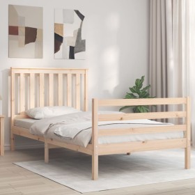 Bed frame with solid wood headboard 100x200 cm by , Beds and slatted bases - Ref: Foro24-3194236, Price: 114,36 €, Discount: %