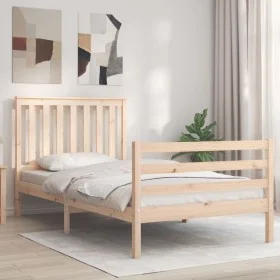 Bed frame with solid wood headboard 100x200 cm by , Beds and slatted bases - Ref: Foro24-3194236, Price: 112,84 €, Discount: %