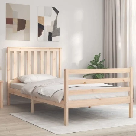 Bettgestell mit Massivholzkopfteil 100x200 cm von , Betten und Lattenroste - Ref: Foro24-3194236, Preis: 112,78 €, Rabatt: %
