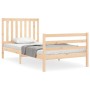 Bed frame with solid wood headboard 100x200 cm by , Beds and slatted bases - Ref: Foro24-3194236, Price: 114,36 €, Discount: %