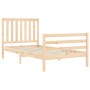 Bed frame with solid wood headboard 100x200 cm by , Beds and slatted bases - Ref: Foro24-3194236, Price: 114,36 €, Discount: %