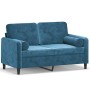 2-seater sofa with blue velvet cushions 120 cm by , Sofas - Ref: Foro24-3200880, Price: 262,13 €, Discount: %