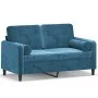 2-seater sofa with blue velvet cushions 120 cm by , Sofas - Ref: Foro24-3200880, Price: 256,93 €, Discount: %