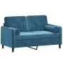 2-seater sofa with blue velvet cushions 120 cm by , Sofas - Ref: Foro24-3200880, Price: 256,93 €, Discount: %