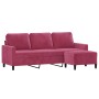 3 seater sofa with red velvet stool 180 cm by , Sofas - Ref: Foro24-3201059, Price: 284,50 €, Discount: %