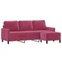 3-Sitzer-Sofa mit rotem Samthocker 180 cm von , Sofas - Ref: Foro24-3201059, Preis: 275,58 €, Rabatt: %