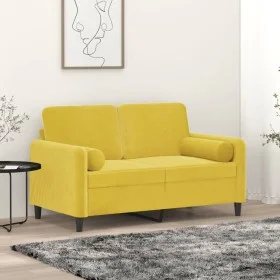 2-seater sofa with yellow velvet cushions 120 cm by , Sofas - Ref: Foro24-3200877, Price: 236,75 €, Discount: %