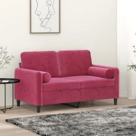 2-seater sofa with red velvet cushions 120 cm by , Sofas - Ref: Foro24-3200875, Price: 247,23 €, Discount: %