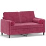 2-seater sofa with red velvet cushions 120 cm by , Sofas - Ref: Foro24-3200875, Price: 251,76 €, Discount: %