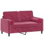 Sofá de 2 plazas con cojines terciopelo rojo tinto 120 cm de , Sofás - Ref: Foro24-3200875, Precio: 209,33 €