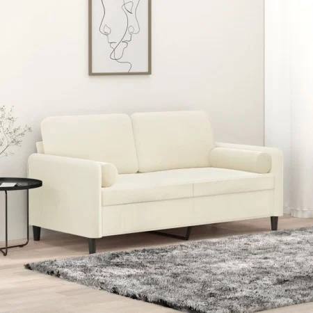 2-Sitzer-Sofa mit cremefarbenen Samtkissen, 140 cm von , Sofas - Ref: Foro24-3200889, Preis: 263,14 €, Rabatt: %