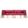 2-piece garden pallet sofas with red pine wood cushions by , Outdoor sofas - Ref: Foro24-277485, Price: 230,31 €, Discount: %