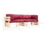 2-piece garden pallet sofas with red pine wood cushions by , Outdoor sofas - Ref: Foro24-277485, Price: 230,31 €, Discount: %